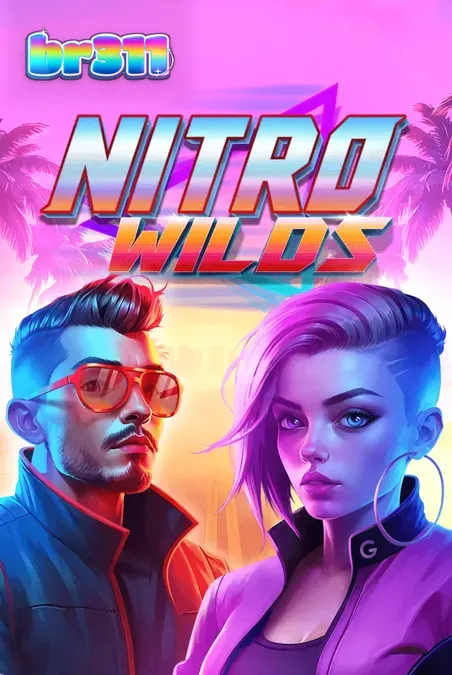 Interface de jogo do caça-níqueis Nitro Wilds com luzes neon e temática de corrida.